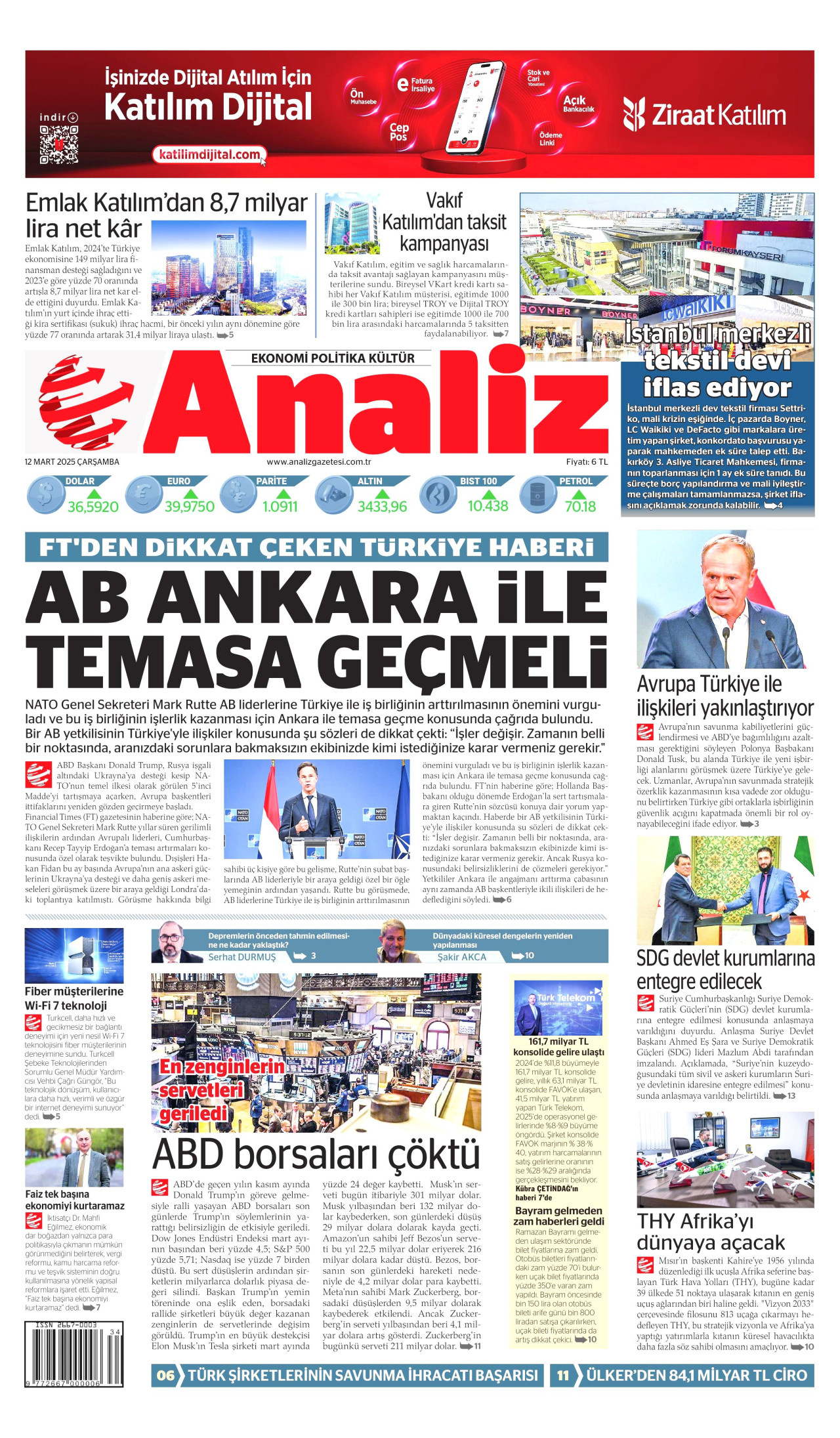 ANALİZ Gazete Manşeti